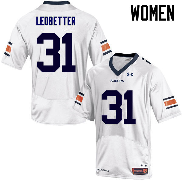 Auburn Tigers Women's Sage Ledbetter #31 White Under Armour Stitched College NCAA Authentic Football Jersey XJO1674KS